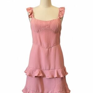 Selfie Leslie Pink Ruffle Sleeveless Dress